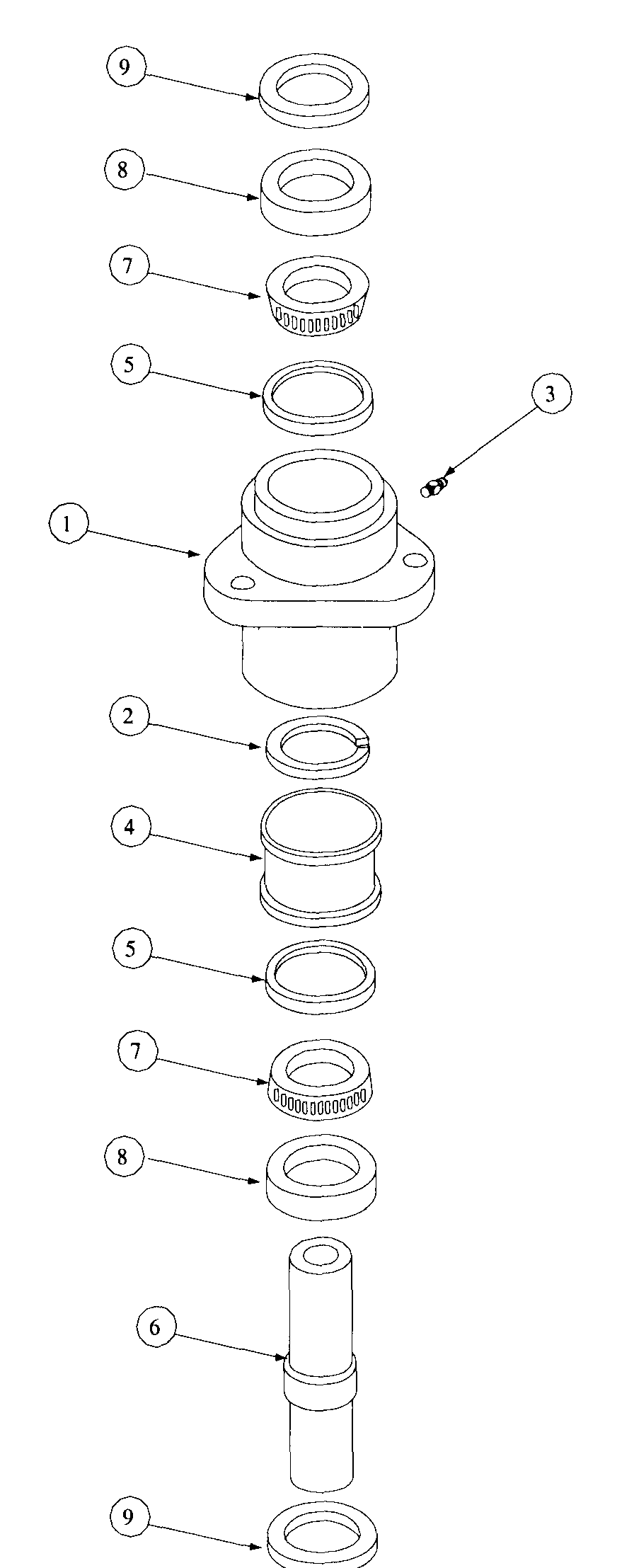 54 Inch Deck Spindle Diagram and Parts List for 3654 53AB5B8K100-ZT54 Cub Cadet Lawn Mower